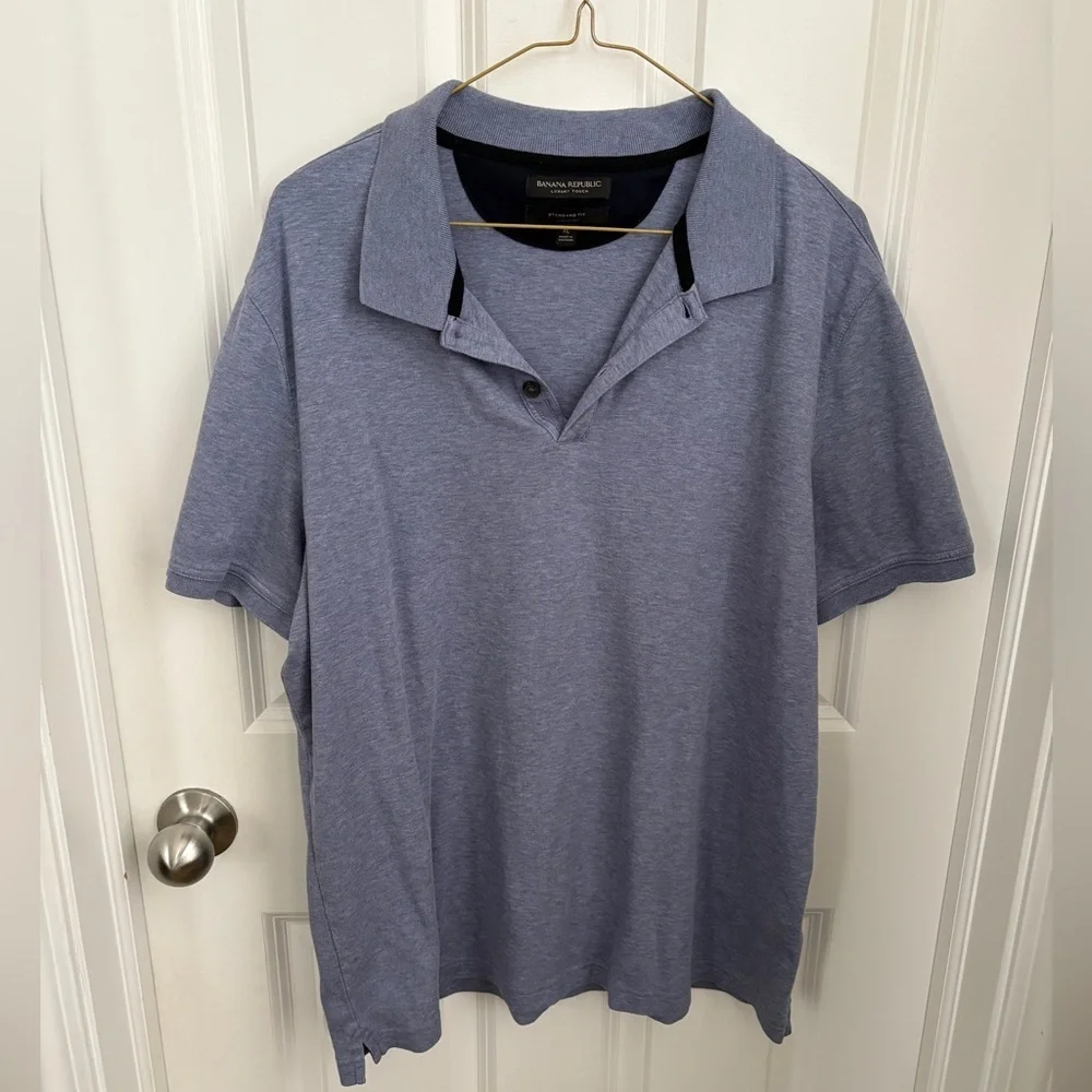 Banana Republic Men's Luxury Touch Standard Fit Blue Polo